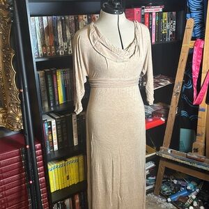 Light Brown Low Collar Maxi dress